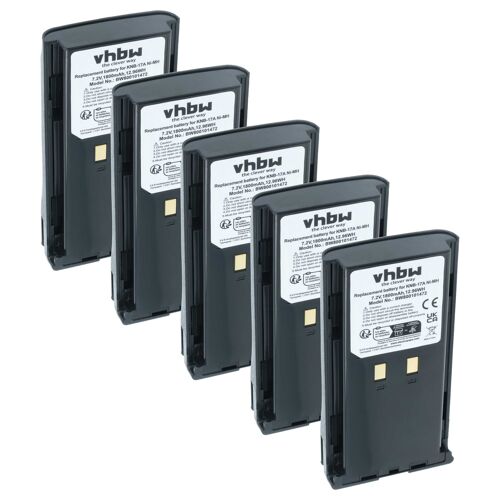 vhbw 5x Batterie compatible avec Kenwood TK-190, TK-180, TK-380, TK-290 | pour TK-280, TK-385, TK-290 FuG 11b radio talkie-walkie (1800mAh, 7,2V, NiMH)