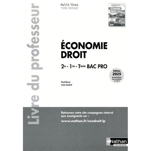 Economie-Droit 2de/1re/Tle Bac Pro - Livre Du Professeur