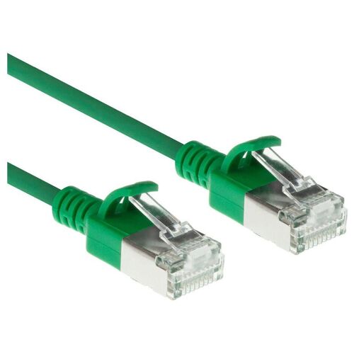 ACT Slimline - Cordon de raccordement - RJ-45 (M) pour RJ-45 (M) - 5 m - 4.5 mm - S/FTP - CAT 6a - sans halogène, sans crochet, bloqué - vert