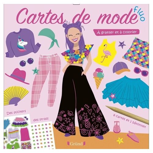 Cartes De Mode Fluo À Gratter Et À Colorier - Avec 8 Cartes Et 1 Bâtonnet