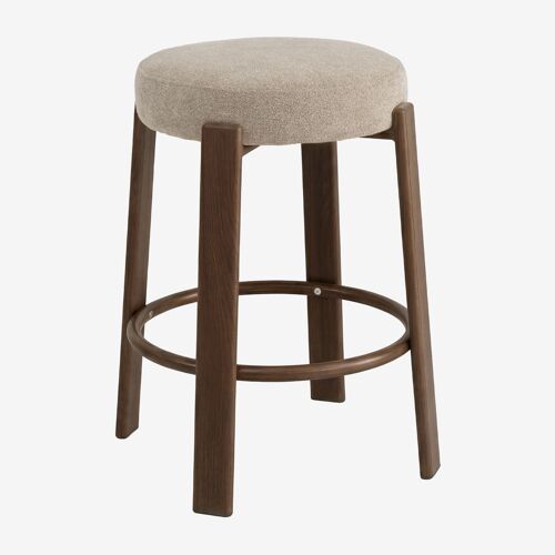 Pack de 4 tabourets hauts en tissu chenille et fer Jolie Marron Bois Foncé ¿75 cm