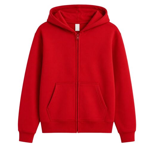Sweat Enfant Zippé À Capuche - Unisexe – Coton Mélangé – 3 À 14 Ans (Taille 3-4 Ans,Couleur Rouge)