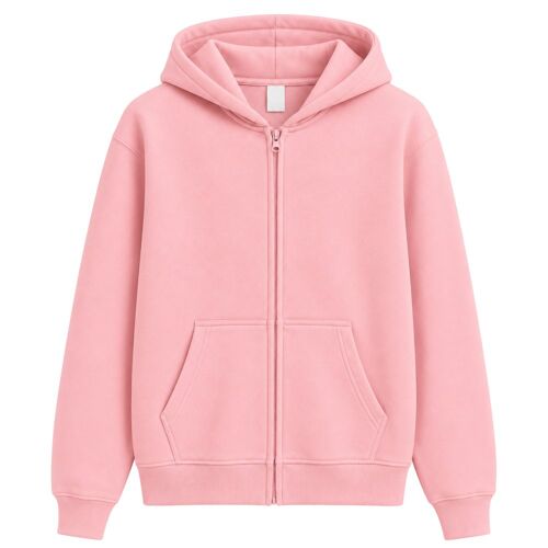 Sweat Zippé À Capuche Enfant Rose – Coton Et Polyester – 3 À 14 Ans (Taille 5-6 Ans,Couleur Rose)