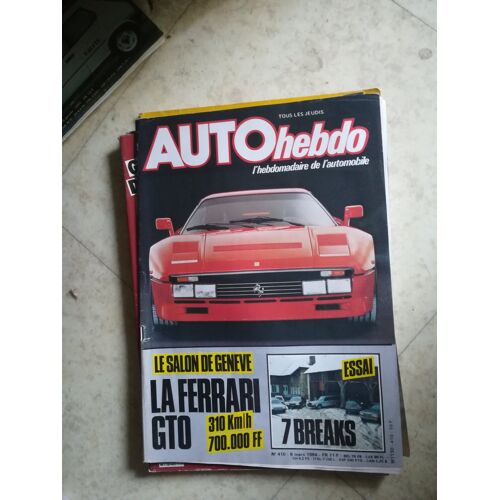 Auto Hebdo 410 De 1984 Salon Geneve,Peugeot 505 Sr Break,Ford Granada 2.8i Ghia,Cx 25 Tri,Audi 100 Avant Cd,Renault 18 Turbo,Mercedes 280 Te,Volvo 240 Turbo,Klammer,Lyon Charbonnieres,Coupe R5