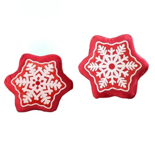 Lot De 2 Coussins Décoratifs Noël Forme Flocon De Neige Bleu 44x44 Cm, Garnissage Doux En Ouate Pp, Confort Salon Chambre Enfant