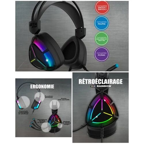 Casque PC avec Micro Gamer RGB PC - PS5 - PS4 - SWITCH 1-2 - XBOX ONE-XS
