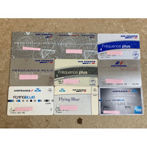 Lot 14 Cartes Abonnement Aviation Air France-Air Inter-Klm