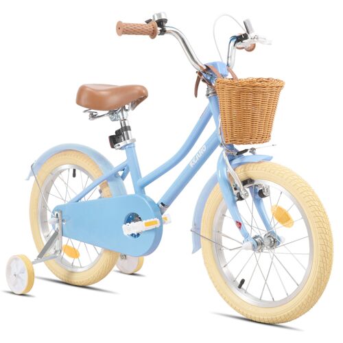 Vélo Enfant Keano Lexicon 12 Pouces, Avec Roulettes Stabilisatrices Amovibles, Panier, Bleu