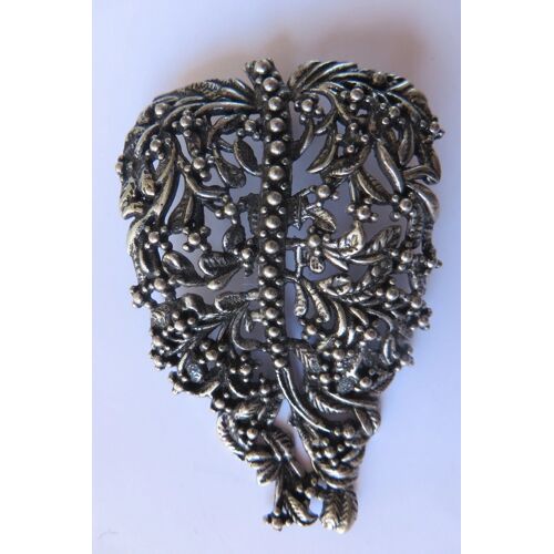 Pendentif Ancien Forme De Feuille Argenté