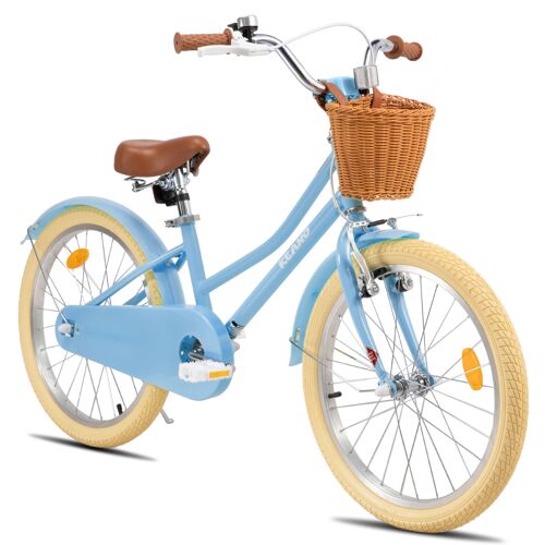 Vélo Enfant Keano Lexicon 20 Pouces, Avec Roulettes Stabilisatrices Amovibles, Panier, Bleu