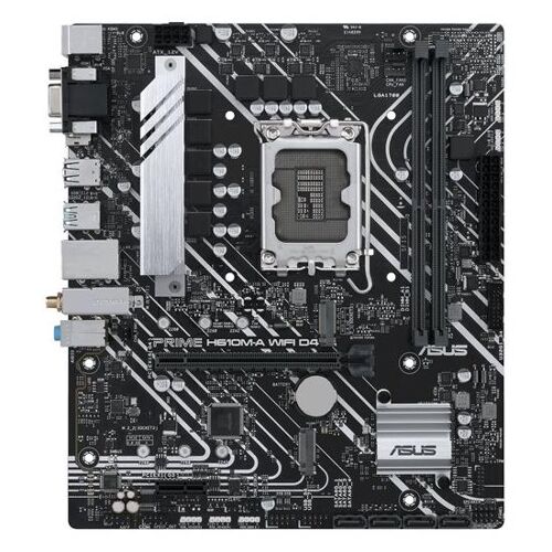 ASUS PRIME H610M-A WIFI D4 - Carte-mère - micro ATX - Socket LGA1700 - H610 Chipset - USB 3.2 Gen 2, USB 3.2 Gen 1 - Gigabit LAN, Wi-Fi, Bluetooth - carte graphique embarquée (unité centrale requise) - audio HD (8 canaux)