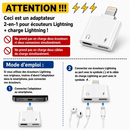 Doubleur lightning son + charge