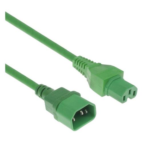 ACT - Câble d'alimentation - IEC 60320 C14 pour IEC 60320 C15 - 250 V - 10 A - 2.5 m - RAL 6032, vert