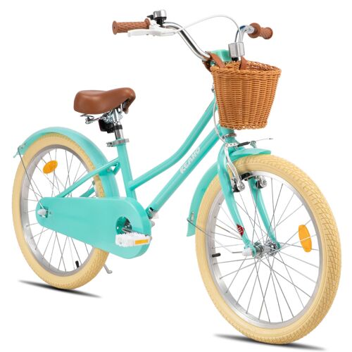 Vélo Enfant Keano Marigold 20 Pouces, Avec Roulettes Stabilisatrices Amovibles, Panier, Vert