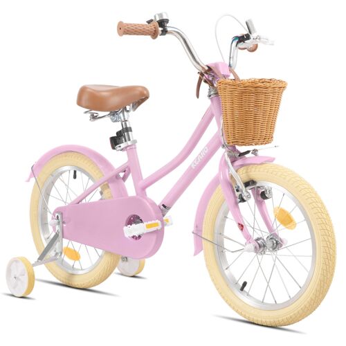 Vélo Enfant Keano Marigold 16 Pouces, Avec Roulettes Stabilisatrices Amovibles, Panier, Rose