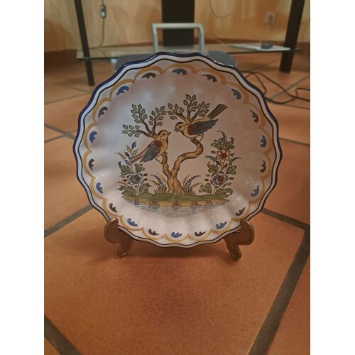 Assiette décorative avec des oiseaux - Faïence de Nevers