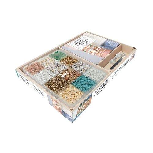Bracelets À Messages White & Gold - Coffret Avec 1 Pince Brucelle, 3,5m De Fil Nylon, Des Perles Et 1 Livret