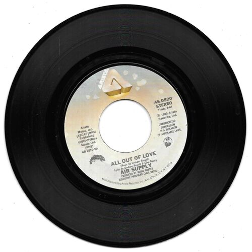 Air Supply : All Out Of Love / Old Habits Die Hard [Vinyle 45 Tours 7"] 1980