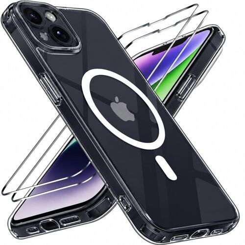 Coque de Protection Transparente Compatible Magsafe + 2 Verres Trempes Pour iPhone 14 Little Boutik©