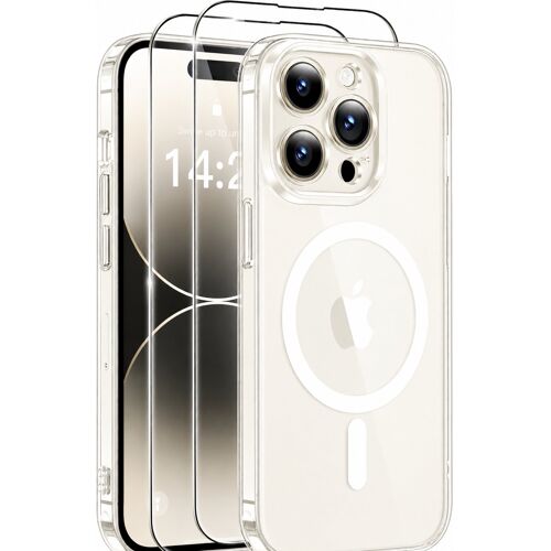 Coque de Protection Transparente Compatible Magsafe + 2 Verres Trempes Pour iPhone 14 Pro Little Boutik©
