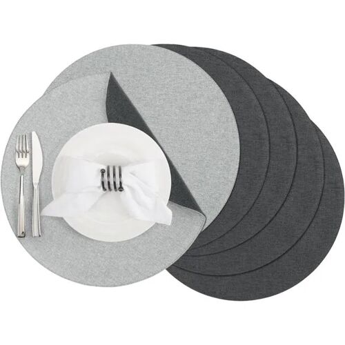Dessous De Table En Tissu Recto-Verso Ronds Gris 38 Cm Lot De 8 Antidérapants Absorbants Protection Rayures Pour Salle À Manger