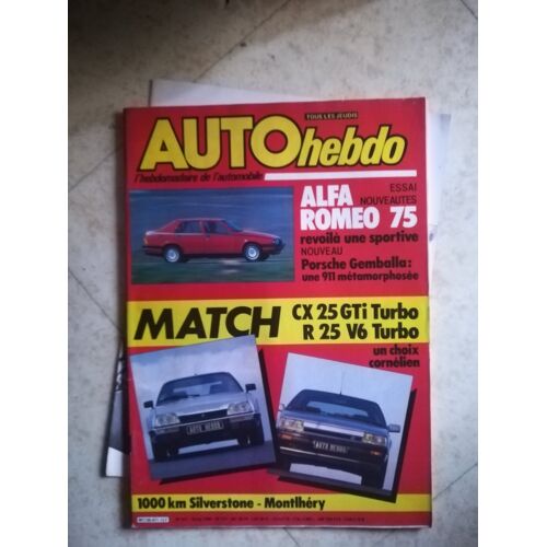 Auto Hebdo 471 De 1985 Porsche Gemballa Avalanche,Renault 25 V6 Turbo,Cx 25 Gti Turbo,Alfa 75 2.5 V6i,Poulain,Mouton
