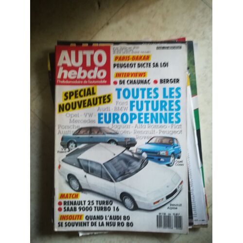 Auto Hebdo 556 De 1987 Renault 25 V6 Turbo,Saab 9000 Turbo 16,Audi 80,Nsu Ro80,Berger,Dakar,De Chaunac,Coppier
