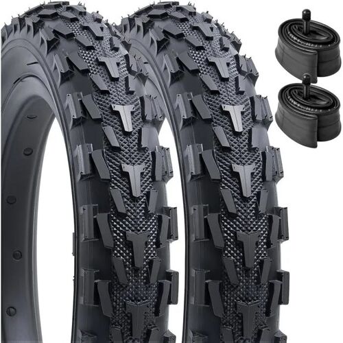 Yunscm Lot De 2 Pneus Vélo 12 X 1,95 (53-203) Avec 2 Chambres À Air Schrader 32 Mm, Compatibles 12 X 2,0, Tout-Terrain.