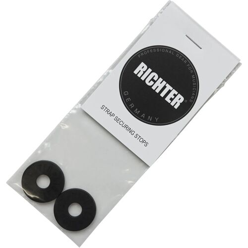 Richter 1759 Black Set De Strap Blocks/Rondelles En Caoutchouc Pour Sangle De Guitare