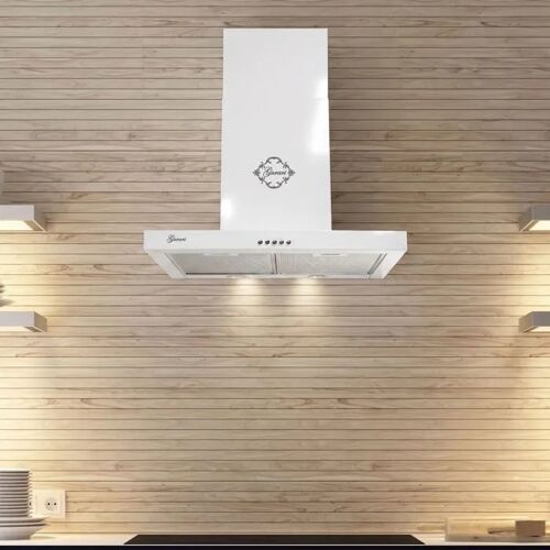 Hotte aspirante 60 cm GURARI GCH F 461 WH 6 Blanche Hotte murale panneau plat 1000 m³/h ¿ Évacuation & Recyclage