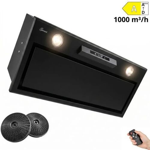 Hotte encastrable noire 52 cm Gurari GCH B 545 BL+filtre à charbon Groupe filtrant noir ¿ Hotte de plafond 1000 m³/h