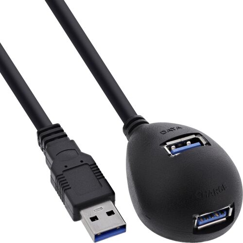InLine 35651 câble USB USB 3.2 Gen 1 (3.1 Gen 1) 1 m USB A 2 x USB A 5 Gbit/s Noir