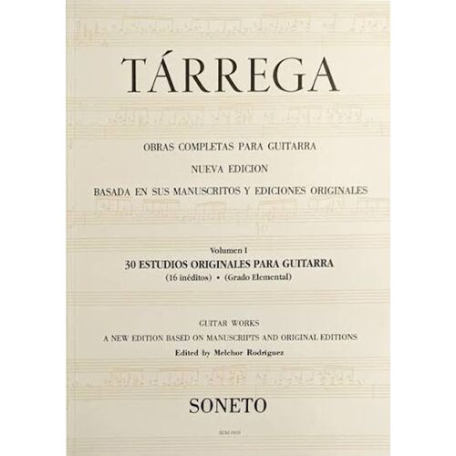 Tarrega 30 Estudios Originales Para Guitarra Soneto
