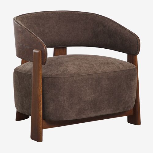 Fauteuil en bois de chêne tapissé Olea Chêne Foncé Brun