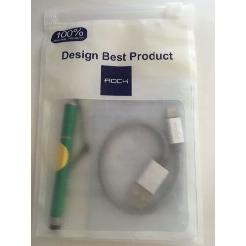 Câble tressé couleur argent USB mâle vers Lightning mâle (iPhones 5 à 14) 24 cm.