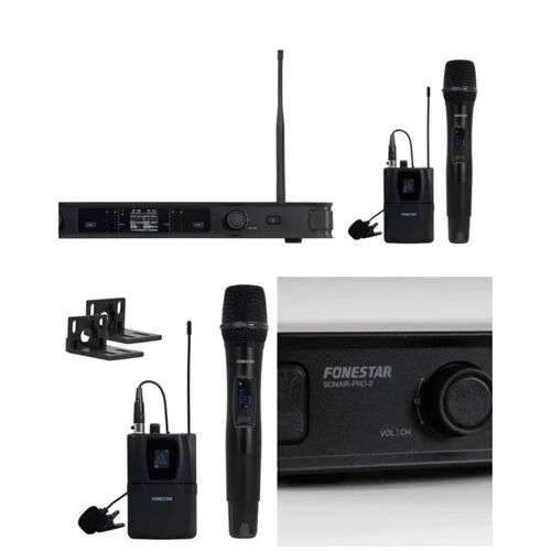 DOUBLE Micro-Main UHF PRO Diversity sans fil -émetteur de poche UHF-LCD DJ PARTY 500 canaux DSP DUO