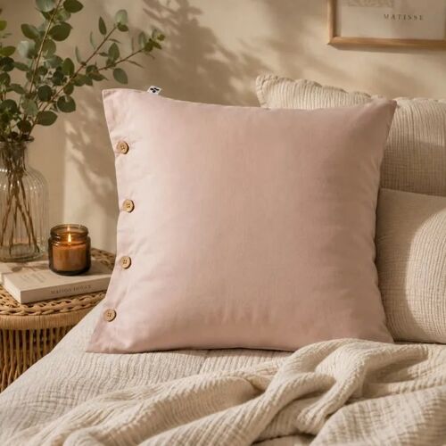Taie En Percale De Coton 65x65 Cm Perrine Rose Blush