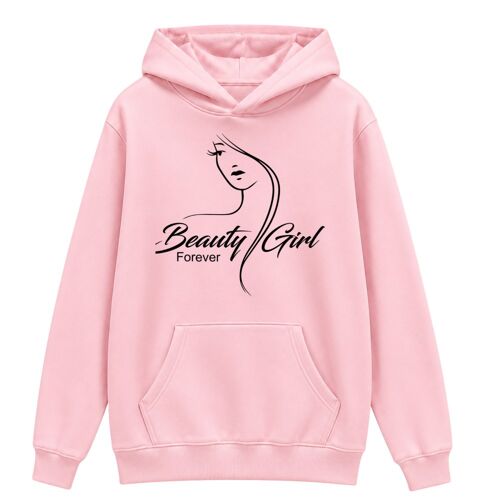 Sweat À Capuche Enfant Fille – Beauty Girl – Rose - Taille 7 À 14 Ans (Taille 9-11 Ans,Couleur Rose)