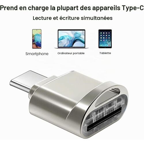Mini Lecteur Carte micro SD / TF prise mâle USB type C.