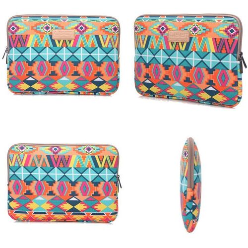 Sacoche Ordinateur Portable 13 Pouces Étanche Résistante Chocs Style Ethnique Vert YONIS