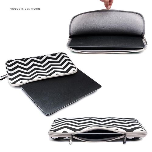 Sacoche Ordinateur Portable 12 Pouces Design Rayé Étanche Et Résistante Noir YONIS