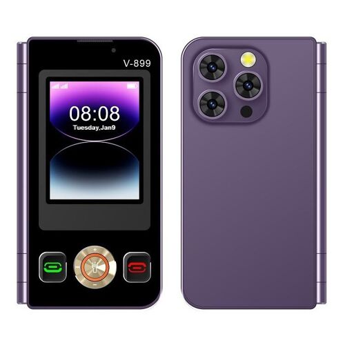 Téléphone Portable Double Écran 2.8 Pouces Dual SIM BT 3.0 Batterie 1350mAh Violet YONIS