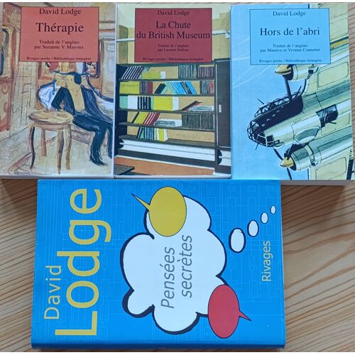 David Lodge : Lot De 4 Livres ( Pensées Secrètes, Hors De L'Abri, Thérapie Et La Chute Du British Museum.