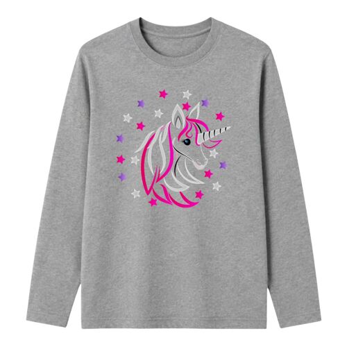 Tee-Shirt Manches Longues Enfant Licorne Étoilée – 100 % Coton