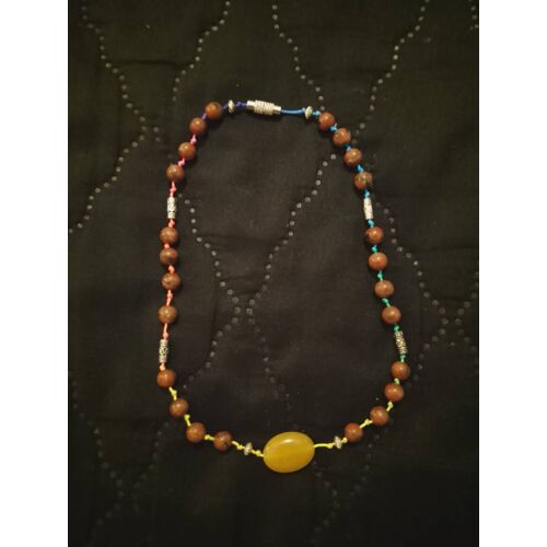 Collier En Jaspes Et Cornaline, Rouge/Jaune 2/3 Ans Neuf.