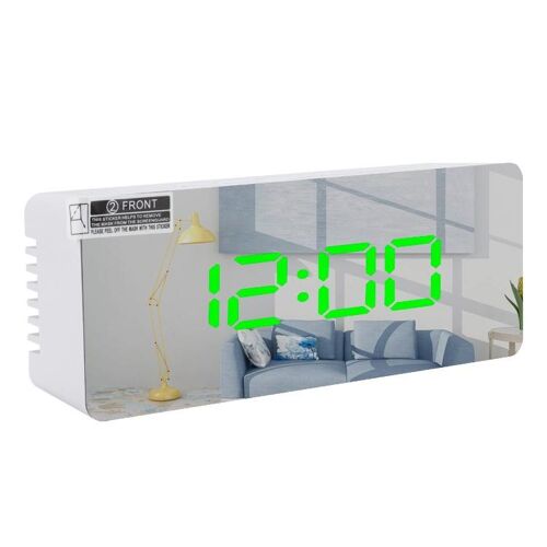Réveil LED Multifonctionnel Miroir Maquillage Température Affichage 12/24H Vert Vert YONIS