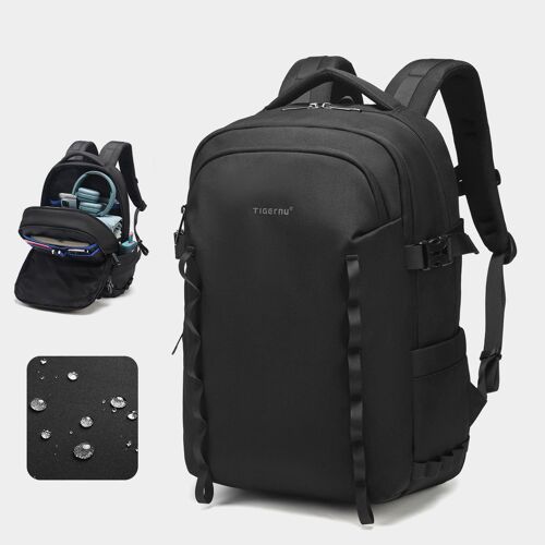 Sac À Dos Voyage Et Travail 23 L Pour Ordinateur 15,6 Pouces Imperméable Léger Noir YONIS