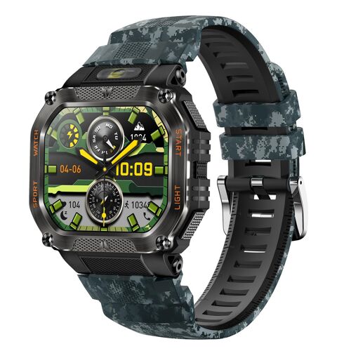 Montre Connectée Sportive Écran IPS 1.75 Pouce Appels Bluetooth 3 ATM Camouflage YONIS