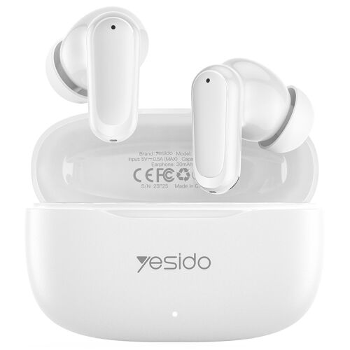 Écouteurs Intra Auriculaires Bluetooth 5.4 Autonomie 5 h Microphone HD Anti Bruit Blanc YONIS