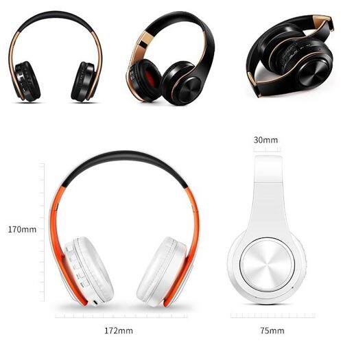 Casque Bluetooth Pliable Lecteur MP3 Carte TF 32 Go AUX 3.5 mm Autonomie 10 h Noir YONIS